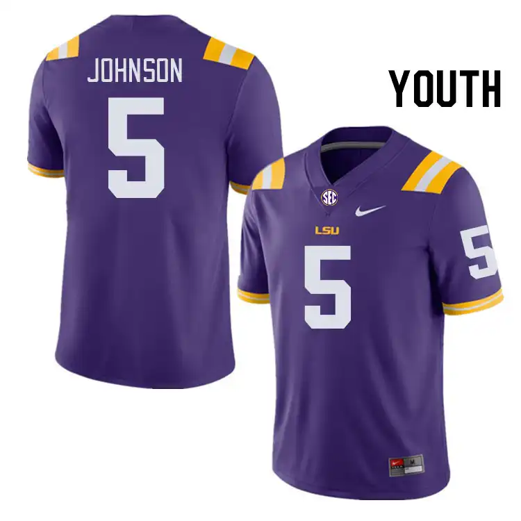 Youth LSU Tigers Ju'Juan Johnson #5 Purple NCAA Football Jersey